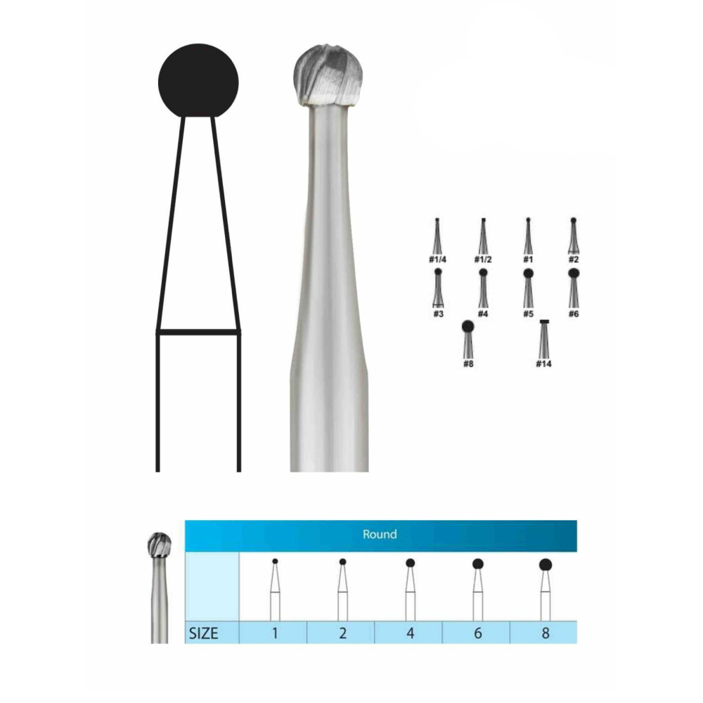 *RA1 / RA2 / RA3 / RA4 / RA5 / RA6 / RA7 / RA8 Dental RA Round Carbide Bur for Slow Speed Latch Type