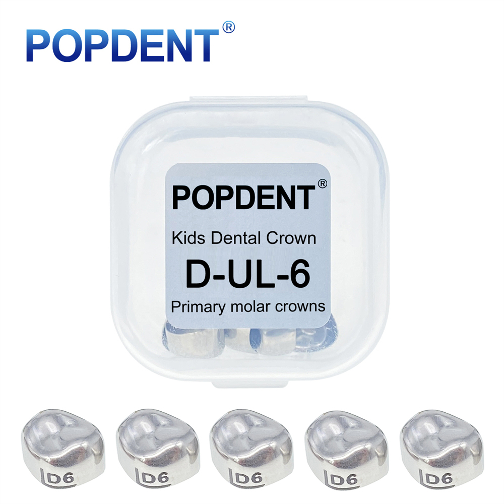 5Pcs POPDENT Dental Kids Crown Primary Molar Pediatric Crowns stainless steel 48 Sizes
