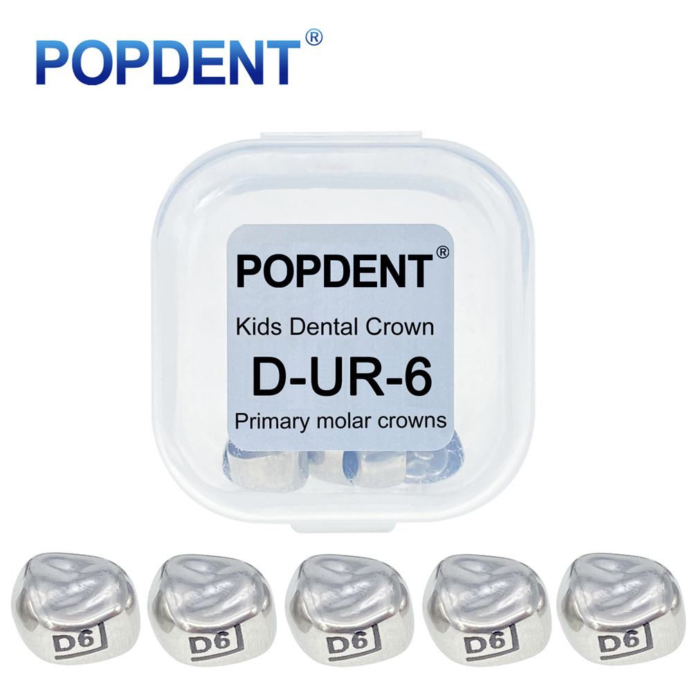 5Pcs POPDENT Dental Kids Crown Primary Molar Pediatric Crowns stainless steel 48 Sizes