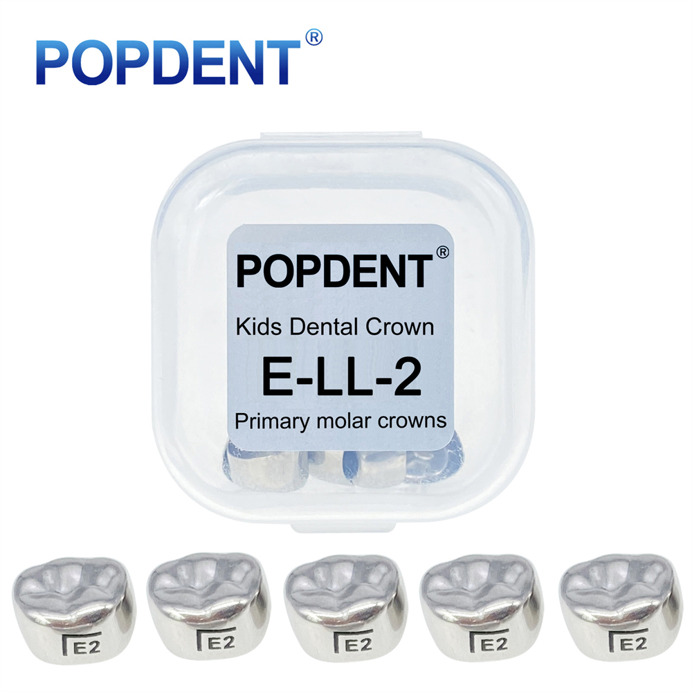 5Pcs POPDENT Dental Kids Crown Primary Molar Pediatric Crowns stainless steel 48 Sizes