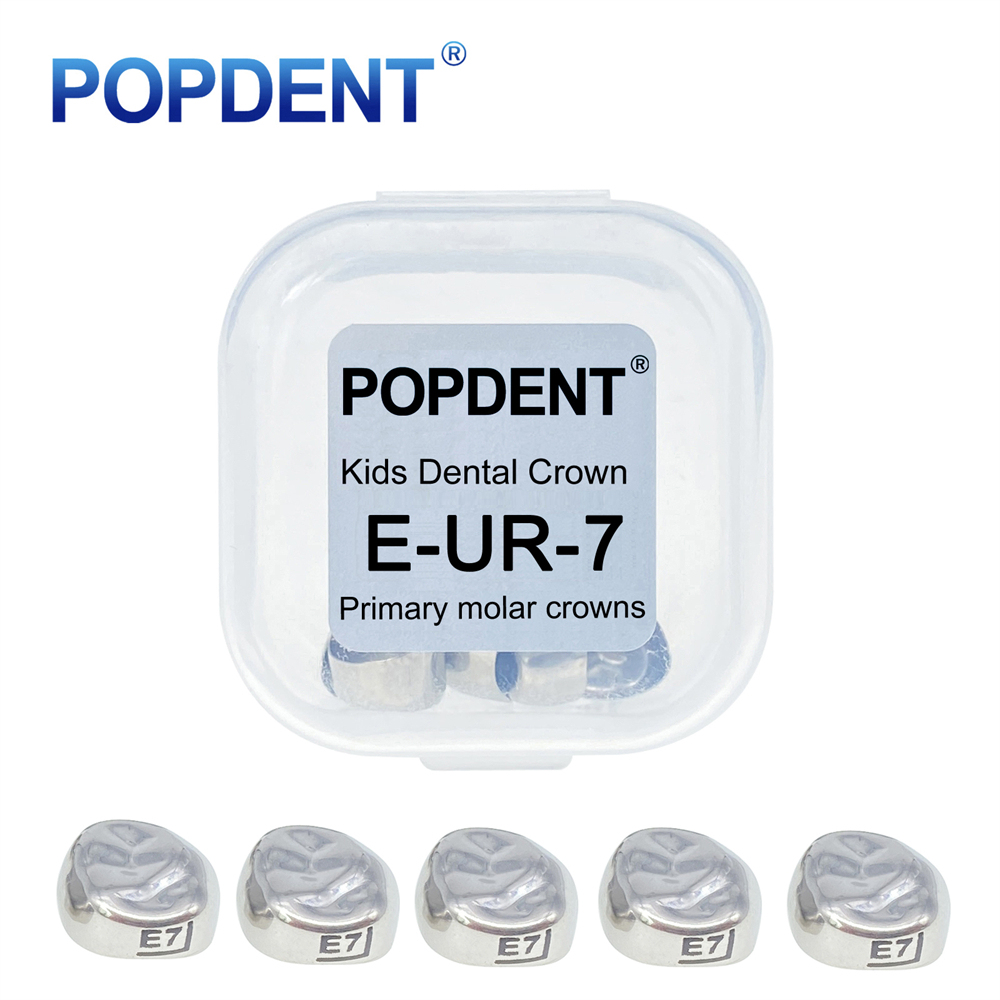 5Pcs POPDENT Dental Kids Crown Primary Molar Pediatric Crowns stainless steel 48 Sizes