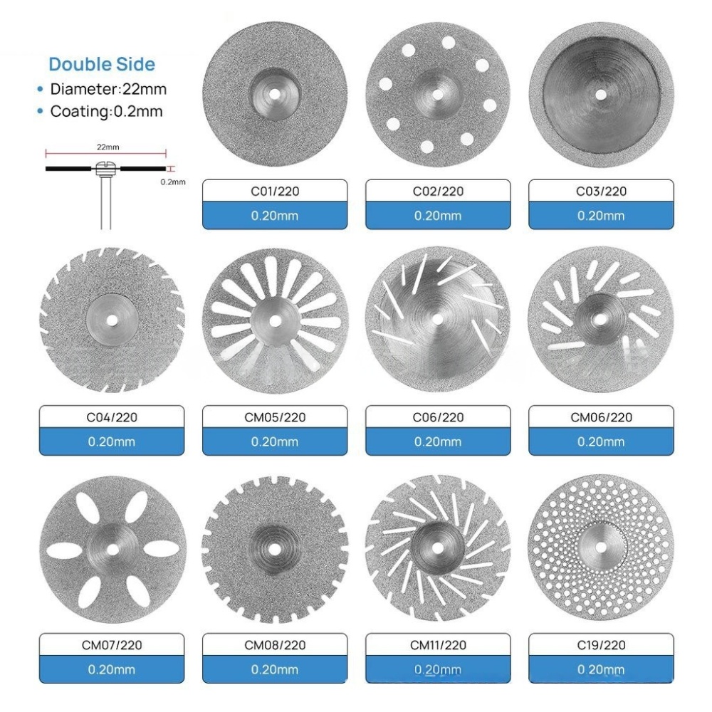 5Pcs Dental Lab Double Sided Diamond Disc Ultra-thin Double Sided Grit Cutting Disc