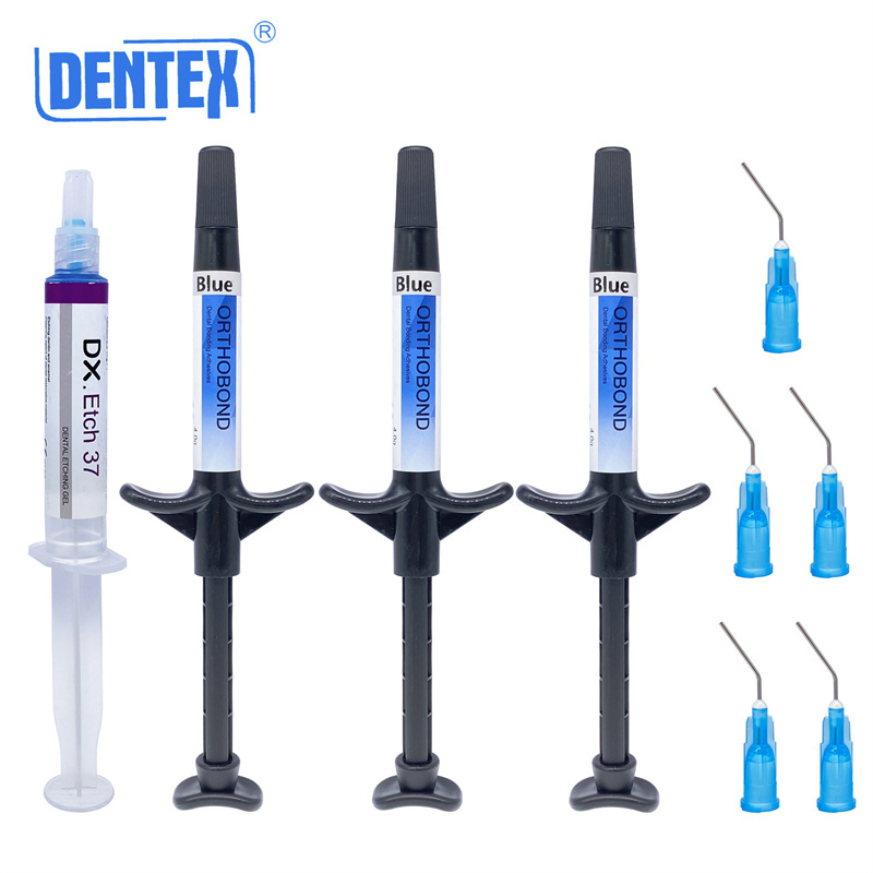 Dental Orthodontic Light Cure Adhesive Kit Bonding Acid Etchan Clear/Blue Dentex