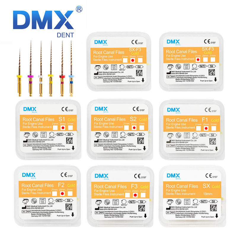 DMXDENT Dental Root Canal Gold Taper NITI Files Endodontic Rotary +Free Gift