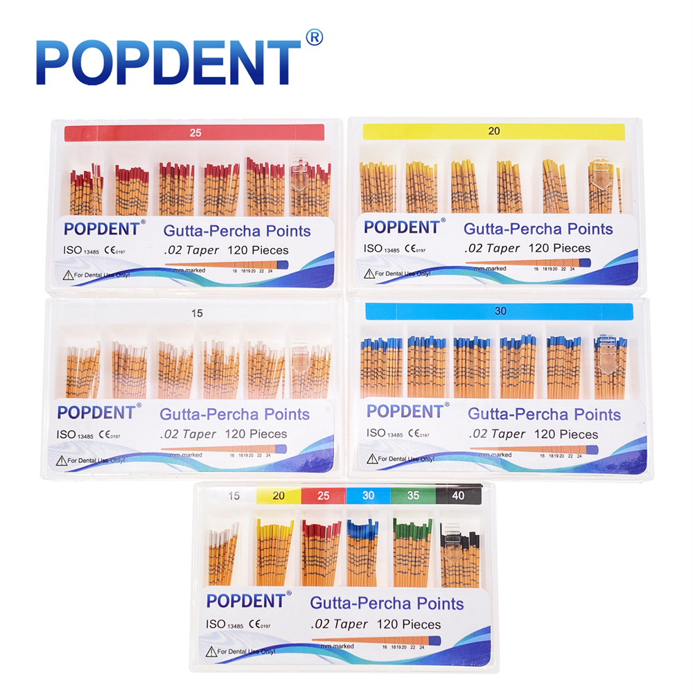 POPDENT Dental Gutta Percha Points Taper 0.02/0.04/0.06 15#-40# For Endo Use