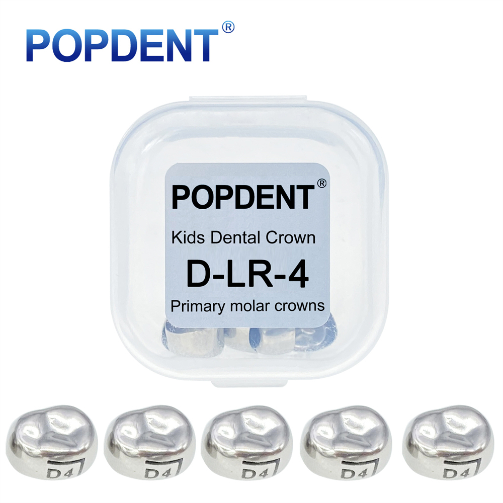 5Pcs POPDENT Dental Kids Crown Primary Molar Pediatric Crowns stainless steel 48 Sizes