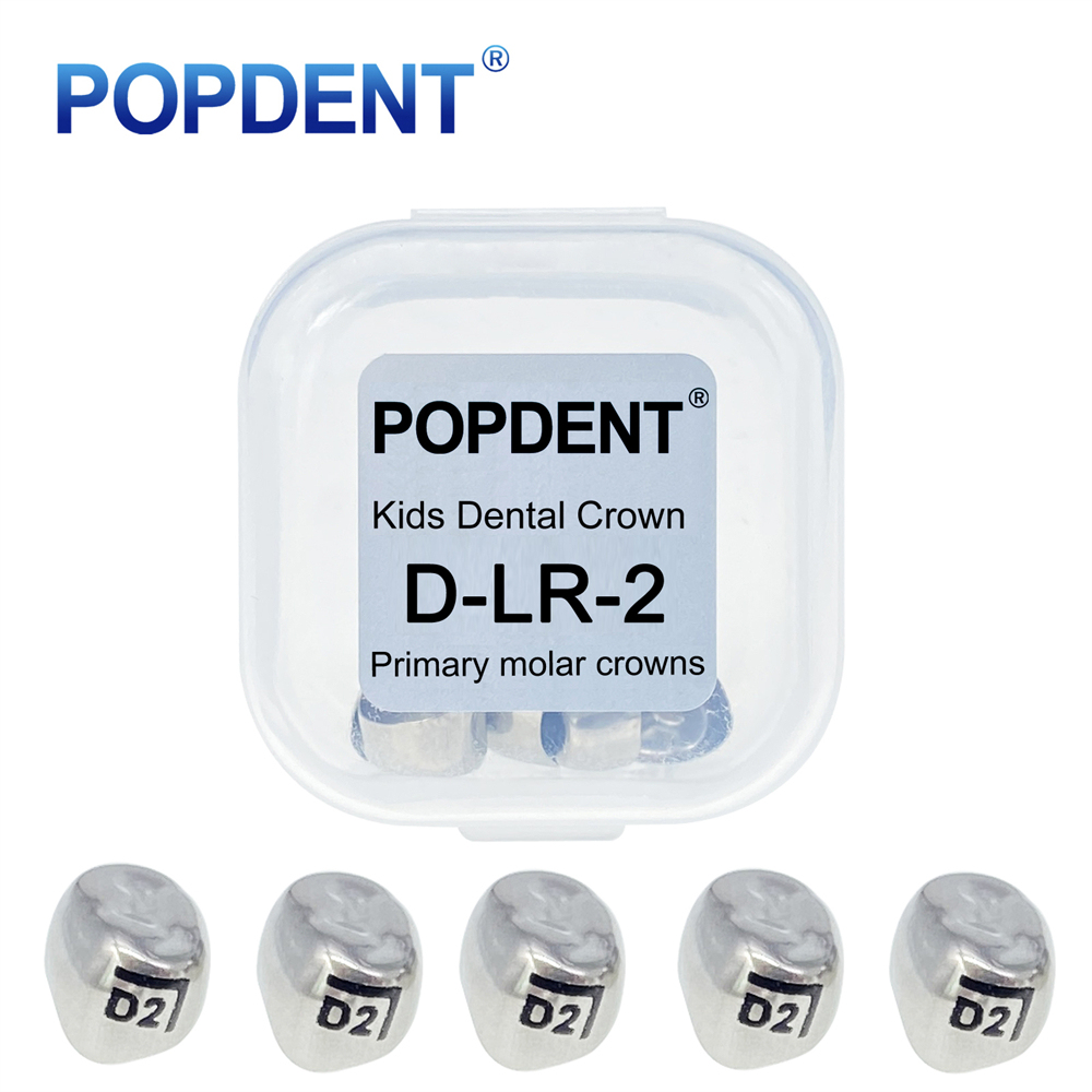 5Pcs POPDENT Dental Kids Crown Primary Molar Pediatric Crowns stainless steel 48 Sizes