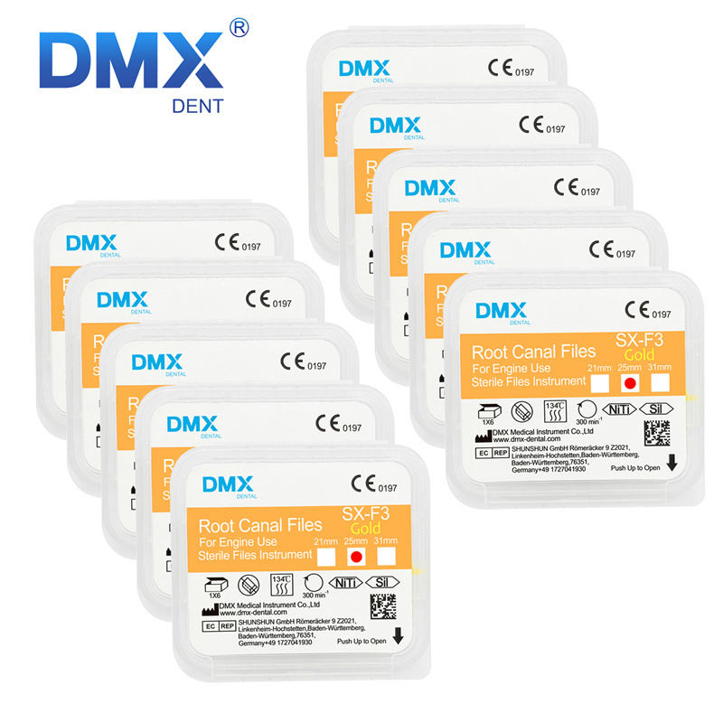 DMXDENT Dental Root Canal Gold Taper NITI Files Endodontic Rotary +Free Gift