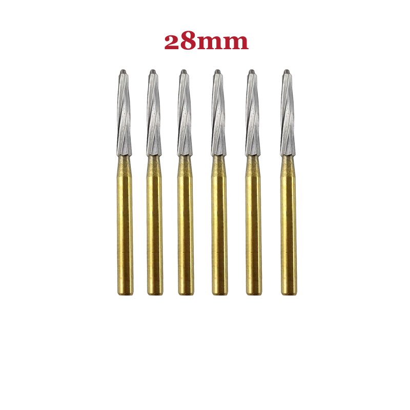 `Endo-Z Dental Endodontic Tungsten Steel /  Gold-Plated Carbide Burs For High Speed Handpiece 23mm / 25mm / 28mm 10pcs