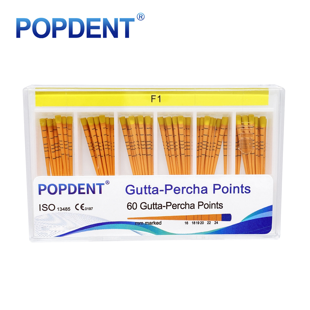 60Pcs POPDENT Dental Endodontic Gutta Percha Points F1/F2/F3