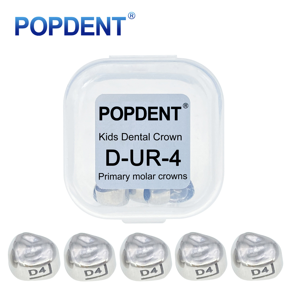 5Pcs POPDENT Dental Kids Crown Primary Molar Pediatric Crowns stainless steel 48 Sizes