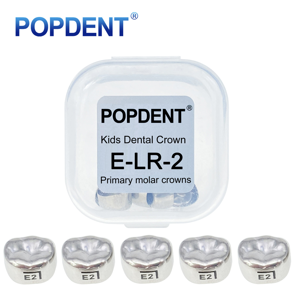 5Pcs POPDENT Dental Kids Crown Primary Molar Pediatric Crowns stainless steel 48 Sizes