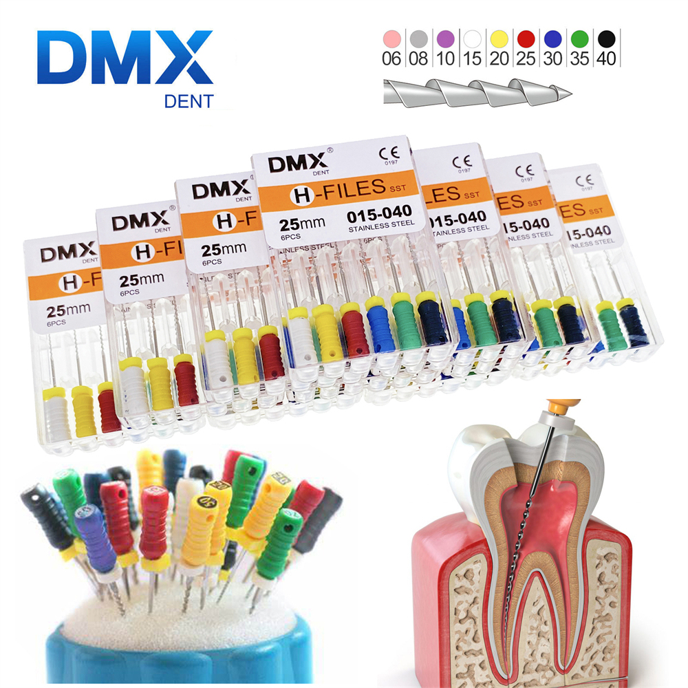 DMXDENT Dental Stainless Steel Endodontic Root Canal Hand Use Files H-File 21mm/25mm/31mm