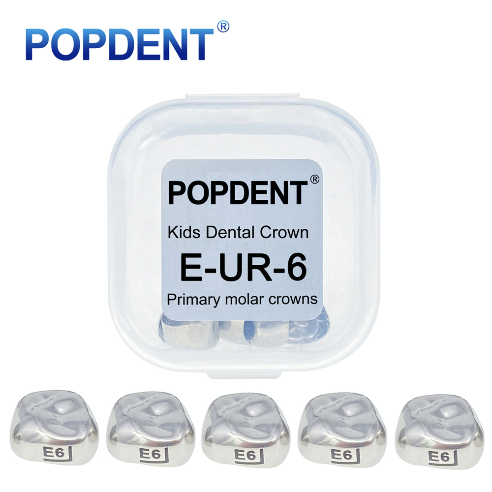 5Pcs POPDENT Dental Kids Crown Primary Molar Pediatric Crowns stainless steel 48 Sizes