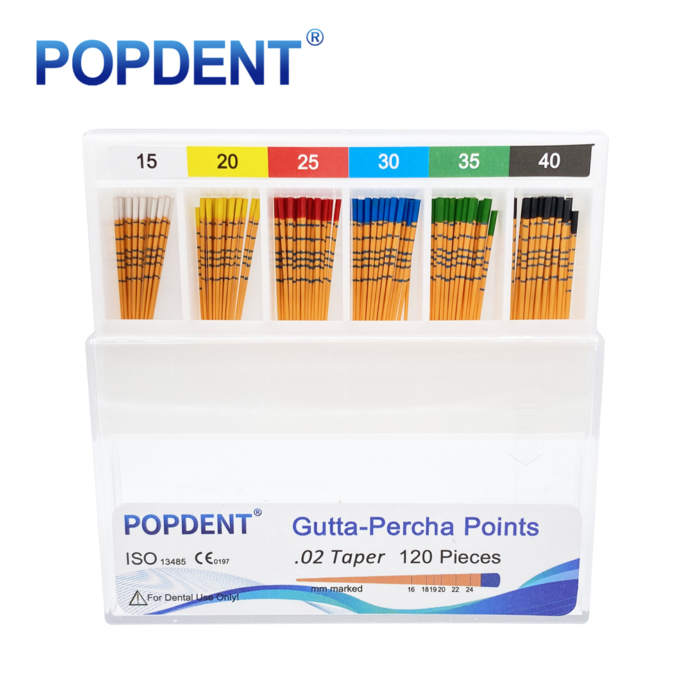 POPDENT Dental Gutta Percha Points Taper 0.02/0.04/0.06 15#-40# For Endo Use
