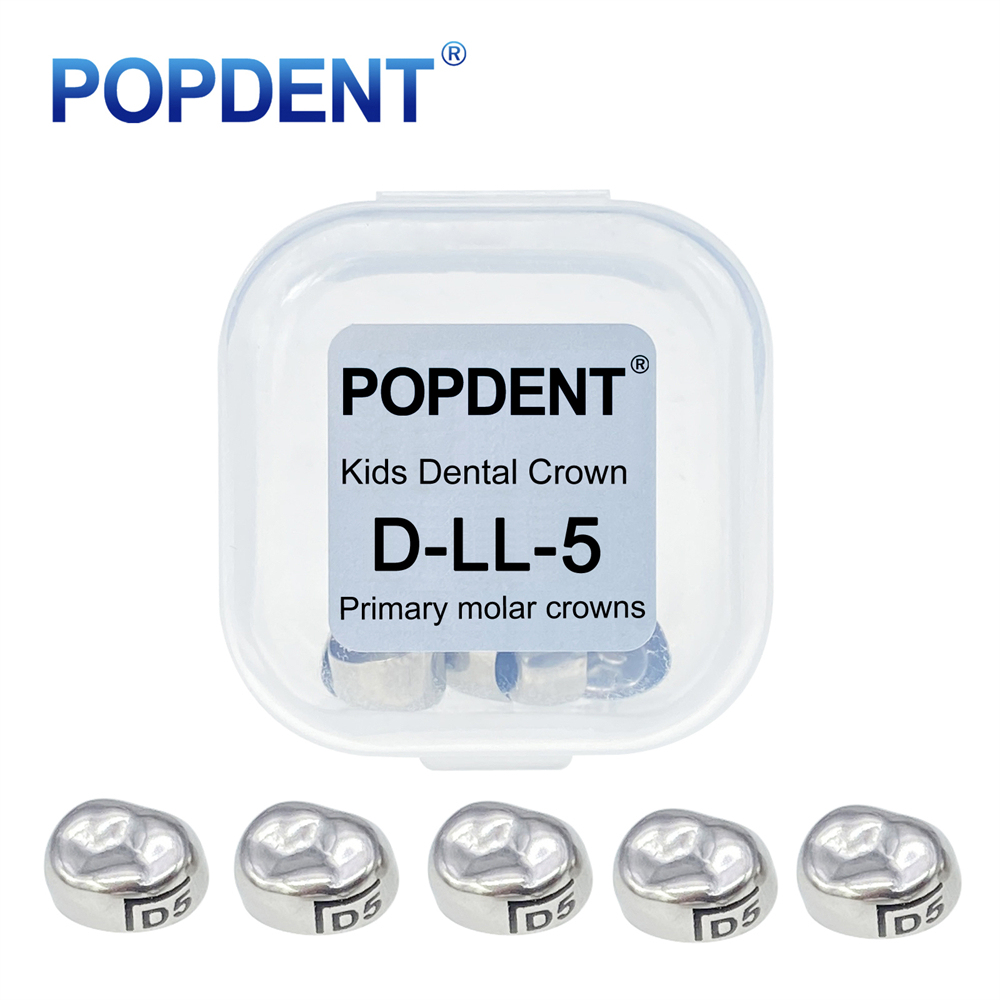 5Pcs POPDENT Dental Kids Crown Primary Molar Pediatric Crowns stainless steel 48 Sizes