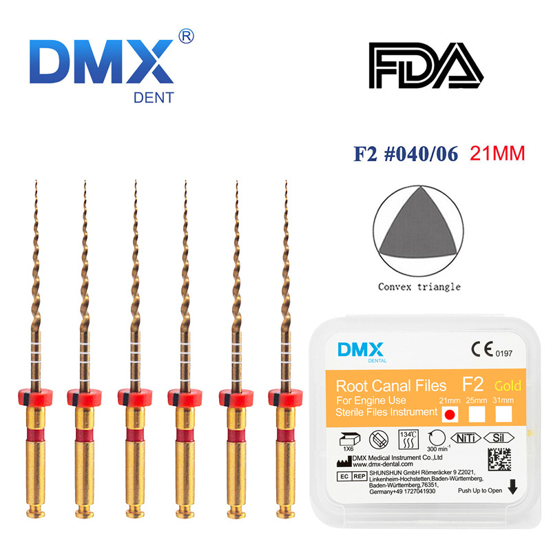 DMXDENT Dental Root Canal Gold Taper NITI Files Endodontic Rotary +Free Gift