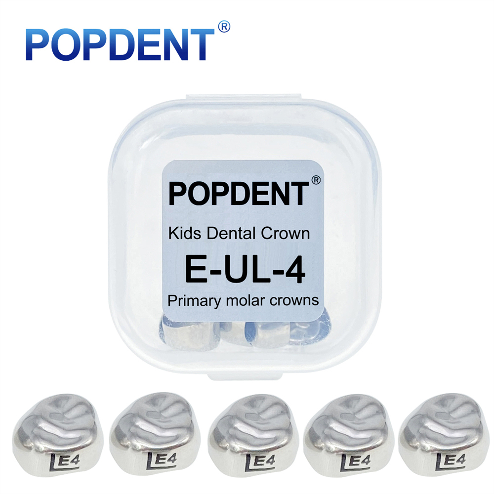5Pcs POPDENT Dental Kids Crown Primary Molar Pediatric Crowns stainless steel 48 Sizes