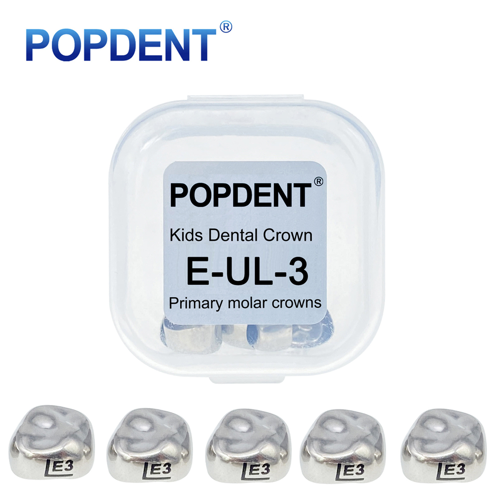 5Pcs POPDENT Dental Kids Crown Primary Molar Pediatric Crowns stainless steel 48 Sizes
