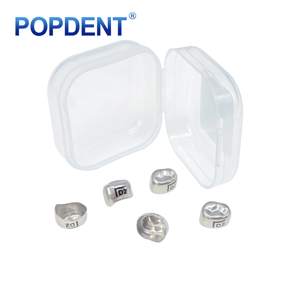 5Pcs POPDENT Dental Kids Crown Primary Molar Pediatric Crowns stainless steel 48 Sizes