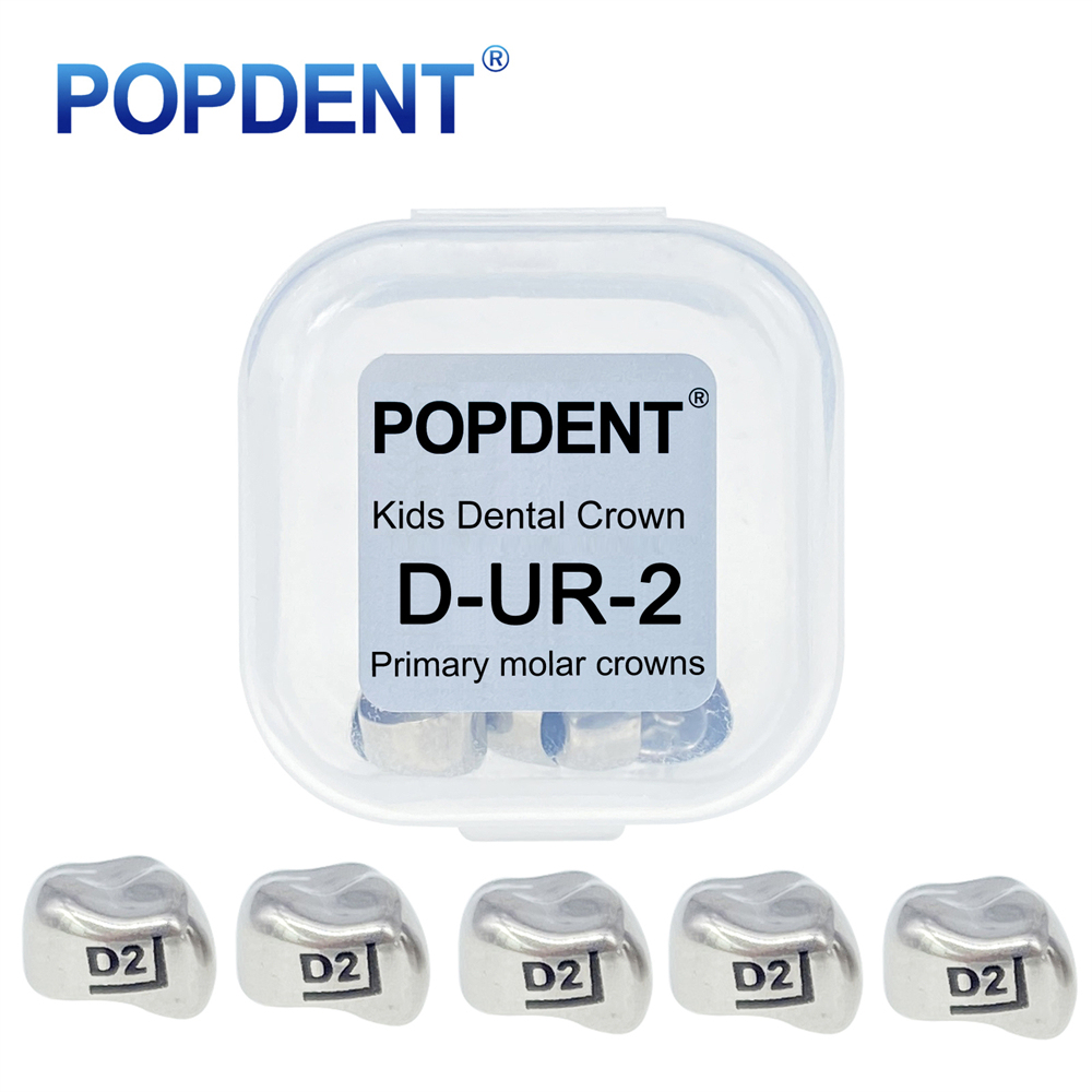 5Pcs POPDENT Dental Kids Crown Primary Molar Pediatric Crowns stainless steel 48 Sizes