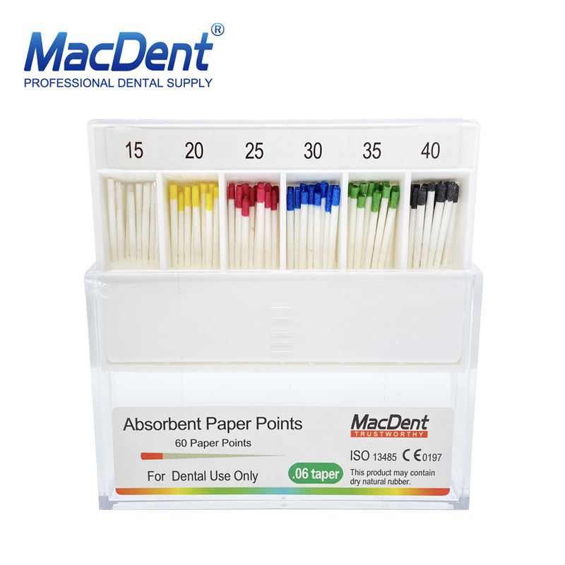 *MacDent 0.06 Taper Dental Endodontic Absorbent Paper Points Tips  60pcs/pack