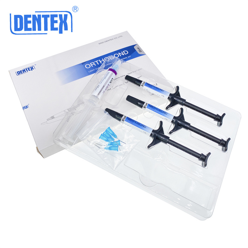 Dental Orthodontic Light Cure Adhesive Kit Bonding Acid Etchan Clear/Blue Dentex