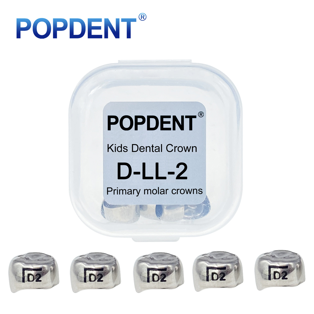 5Pcs POPDENT Dental Kids Crown Primary Molar Pediatric Crowns stainless steel 48 Sizes