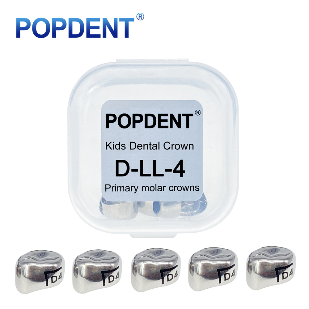 5Pcs POPDENT Dental Kids Crown Primary Molar Pediatric Crowns stainless steel 48 Sizes