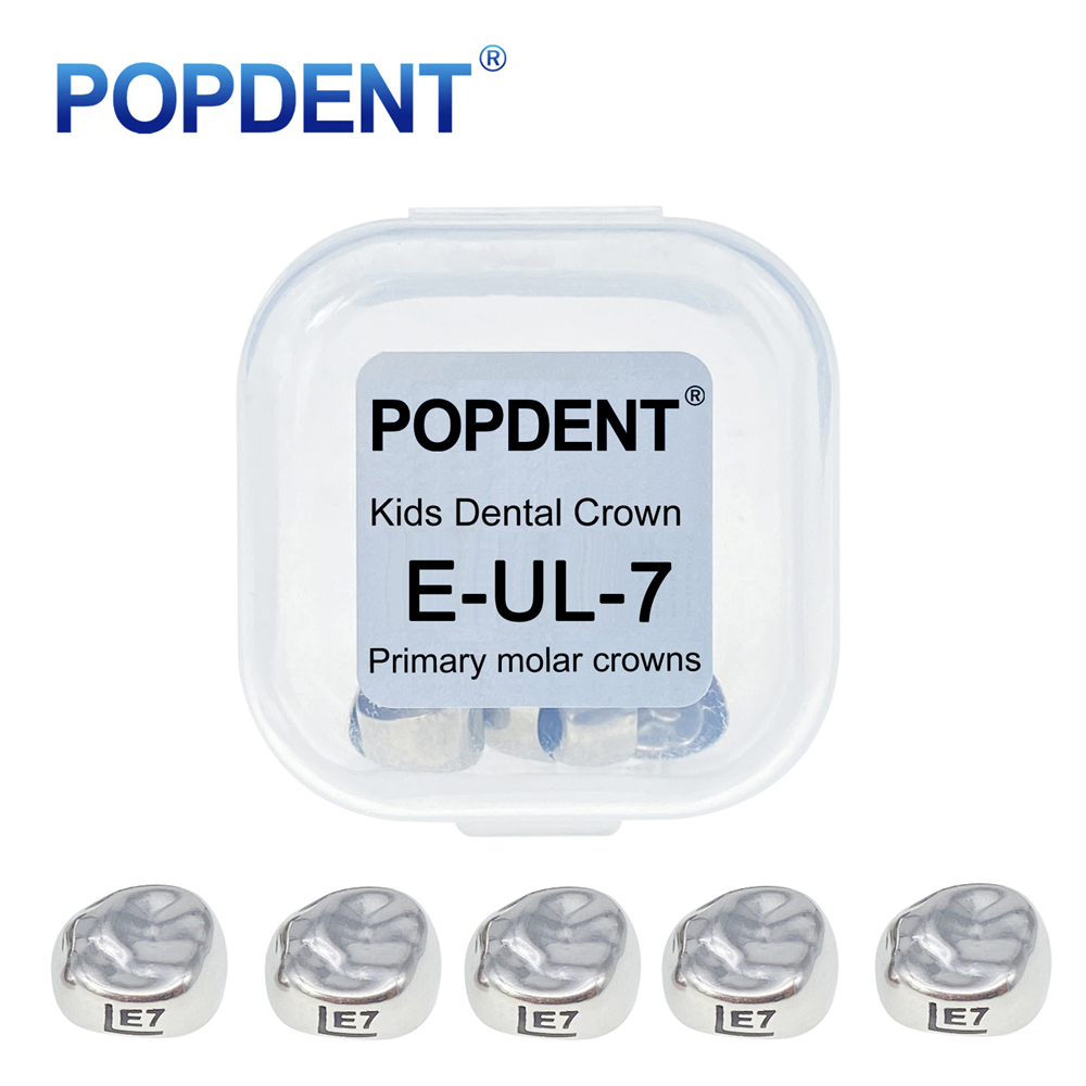 5Pcs POPDENT Dental Kids Crown Primary Molar Pediatric Crowns stainless steel 48 Sizes