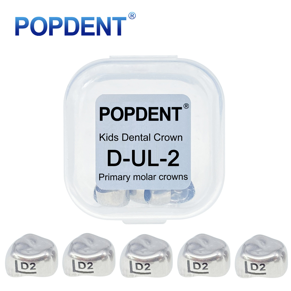 5Pcs POPDENT Dental Kids Crown Primary Molar Pediatric Crowns stainless steel 48 Sizes