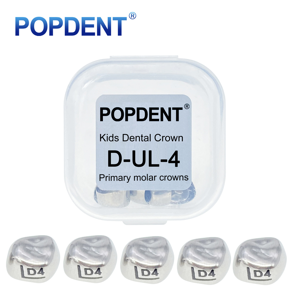 5Pcs POPDENT Dental Kids Crown Primary Molar Pediatric Crowns stainless steel 48 Sizes