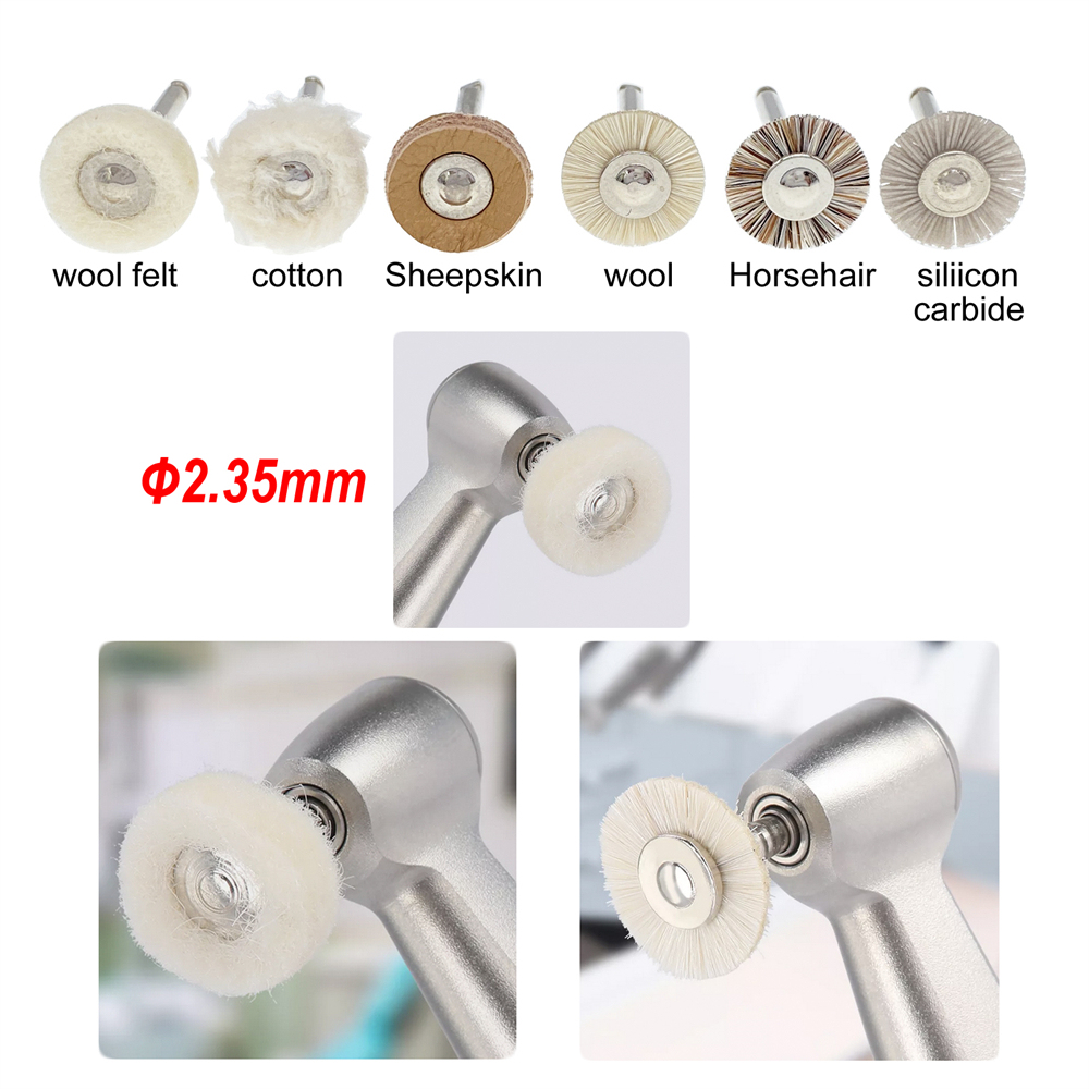20 Pcs Dental RA Goat Hair Polishing Brush Buffing Wheel 2.35mm For Rotary Tools