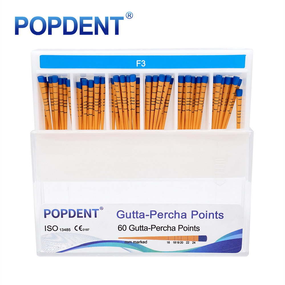 60Pcs POPDENT Dental Endodontic Gutta Percha Points F1/F2/F3