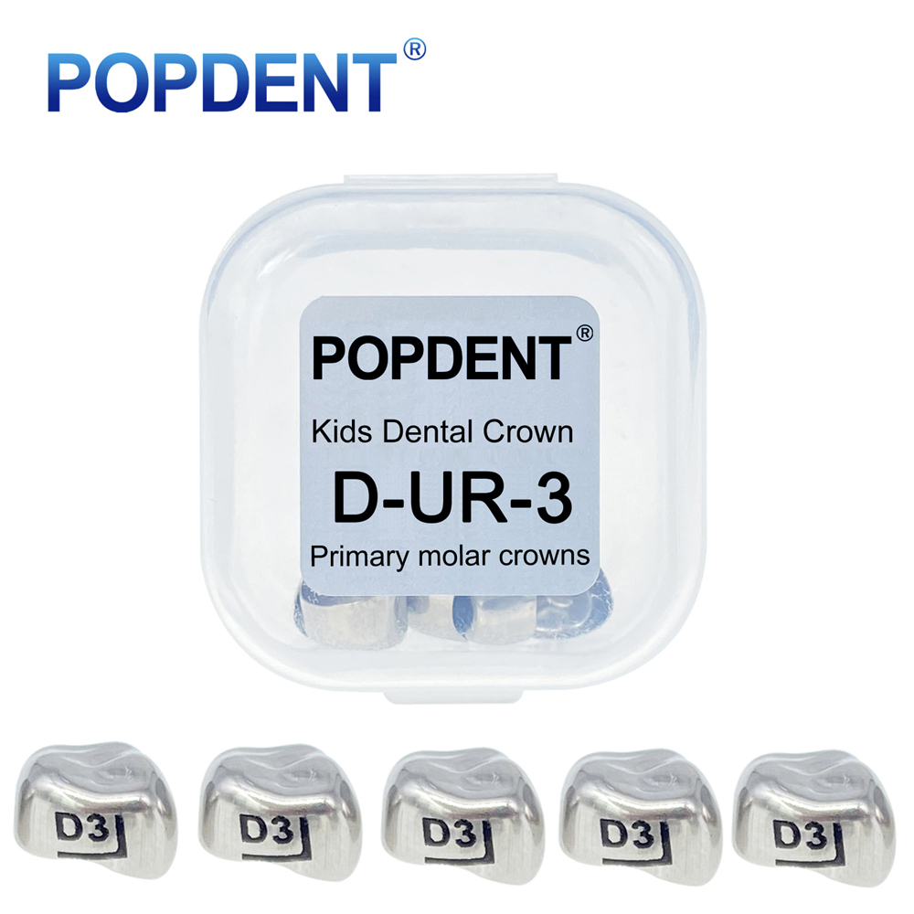 5Pcs POPDENT Dental Kids Crown Primary Molar Pediatric Crowns stainless steel 48 Sizes