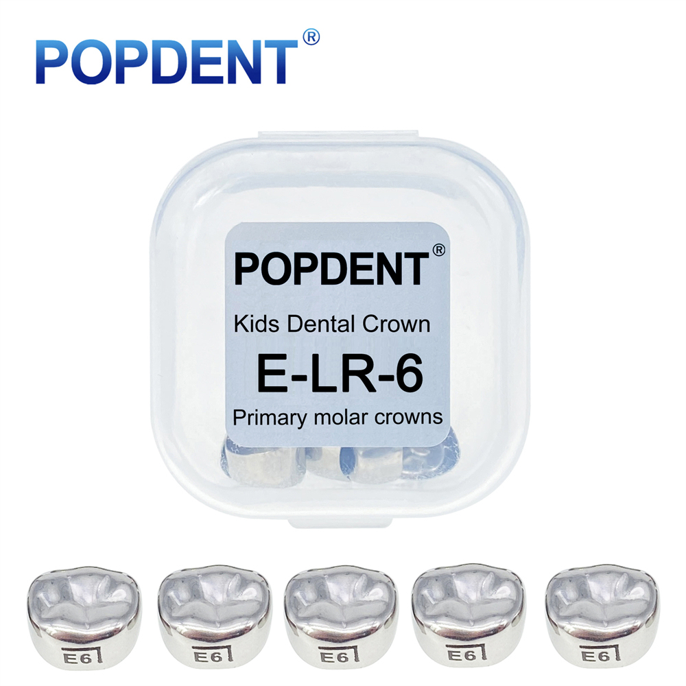 5Pcs POPDENT Dental Kids Crown Primary Molar Pediatric Crowns stainless steel 48 Sizes