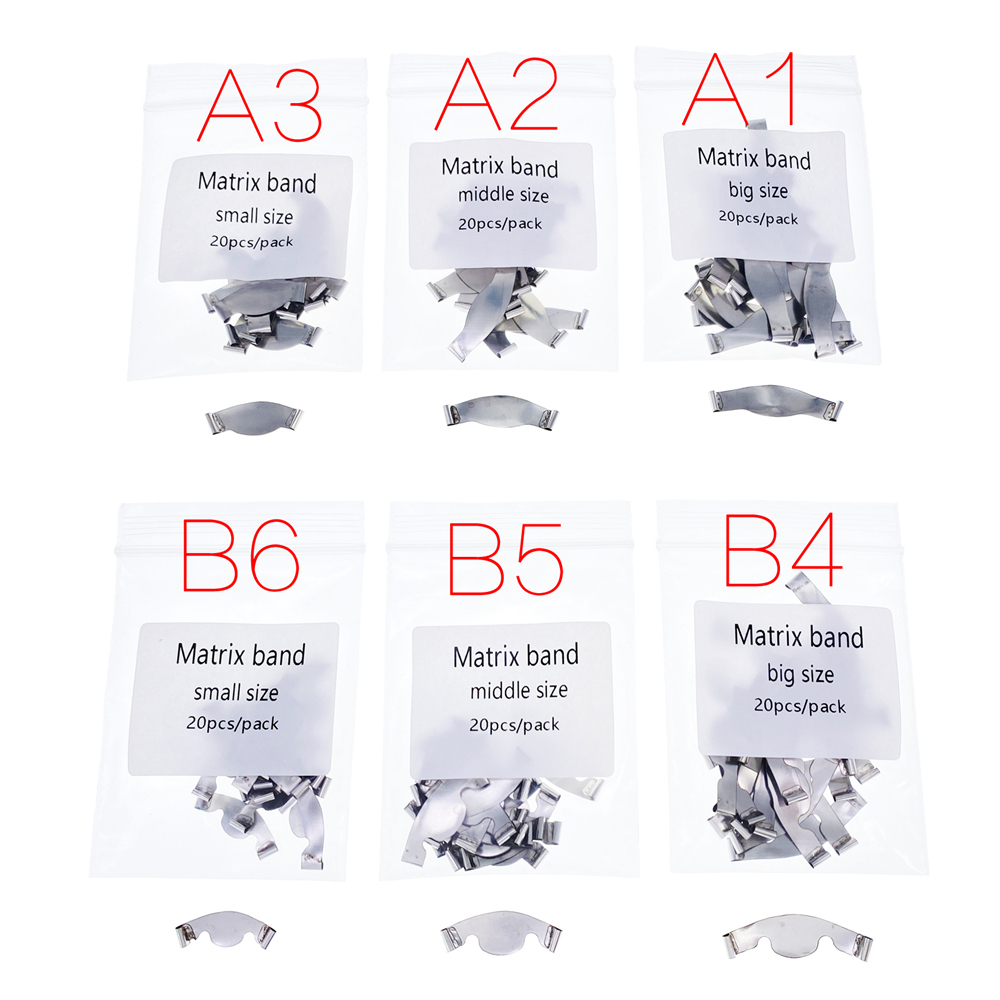 Dental Saddle Contoured Metal Matrices Matrix Band 20Pcs/Pack