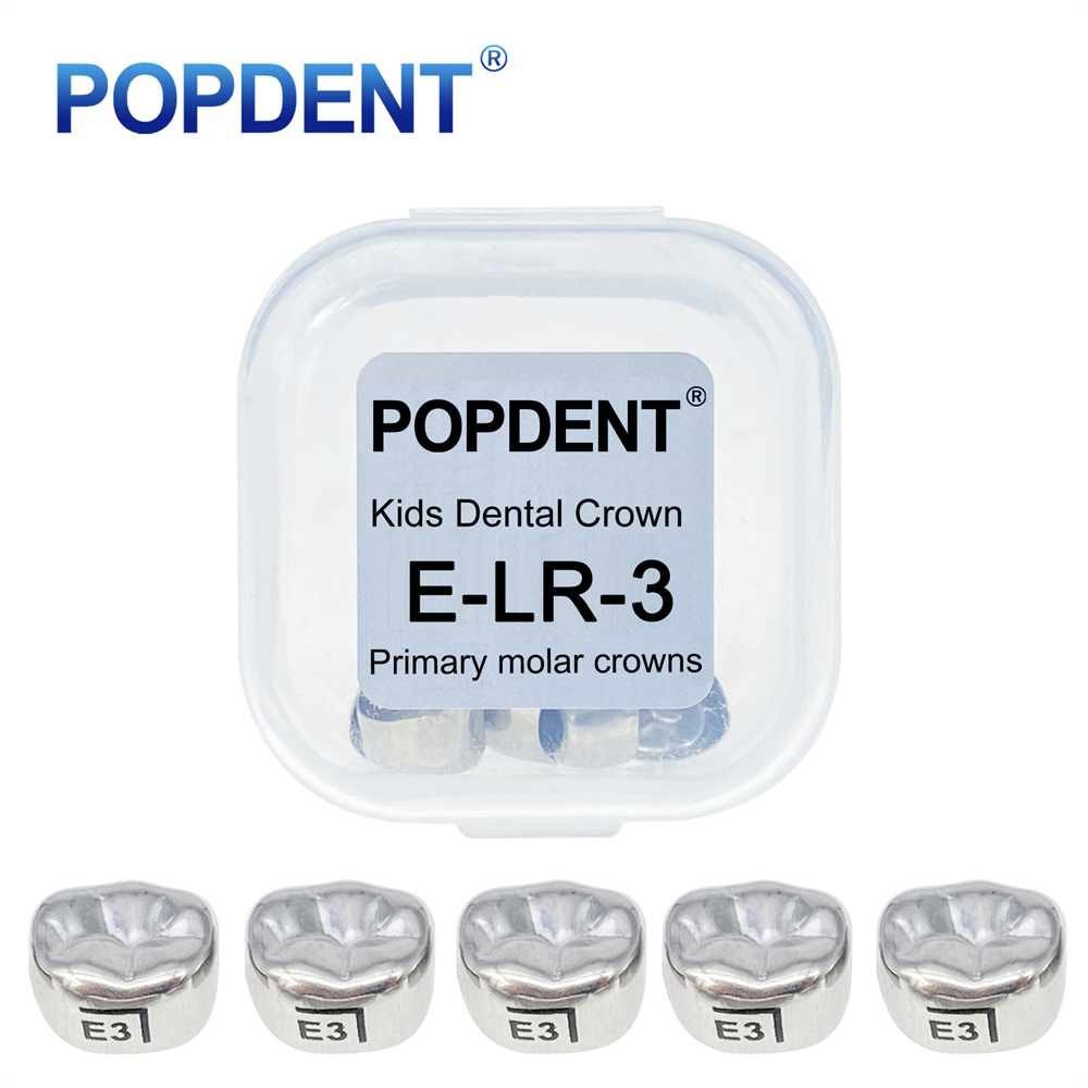 5Pcs POPDENT Dental Kids Crown Primary Molar Pediatric Crowns stainless steel 48 Sizes