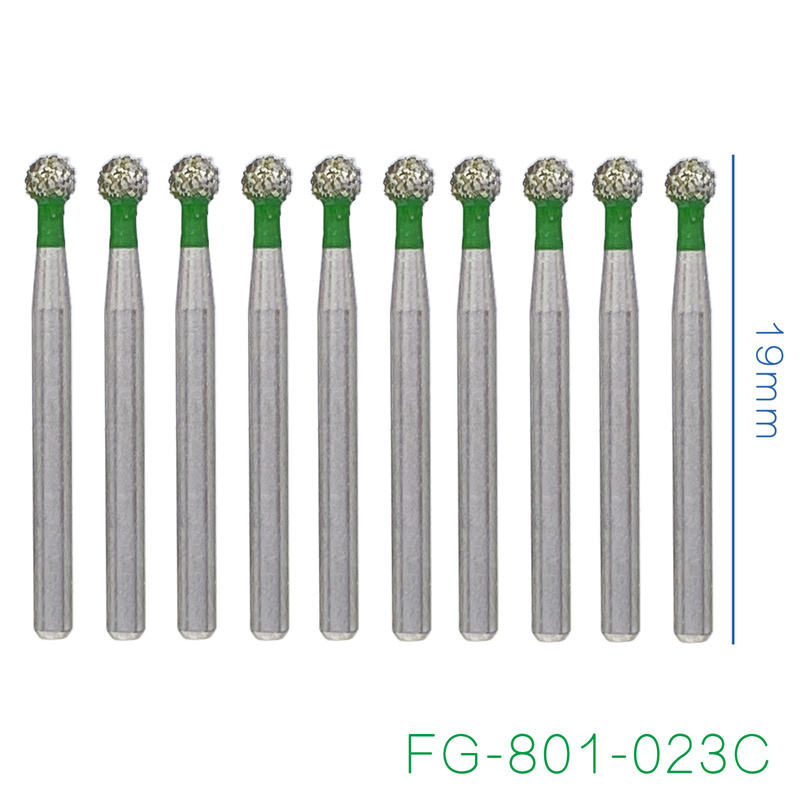 Dental Diamond Burs FG Round Ball 801/023C Coarse Grit For High Speed Handpiece