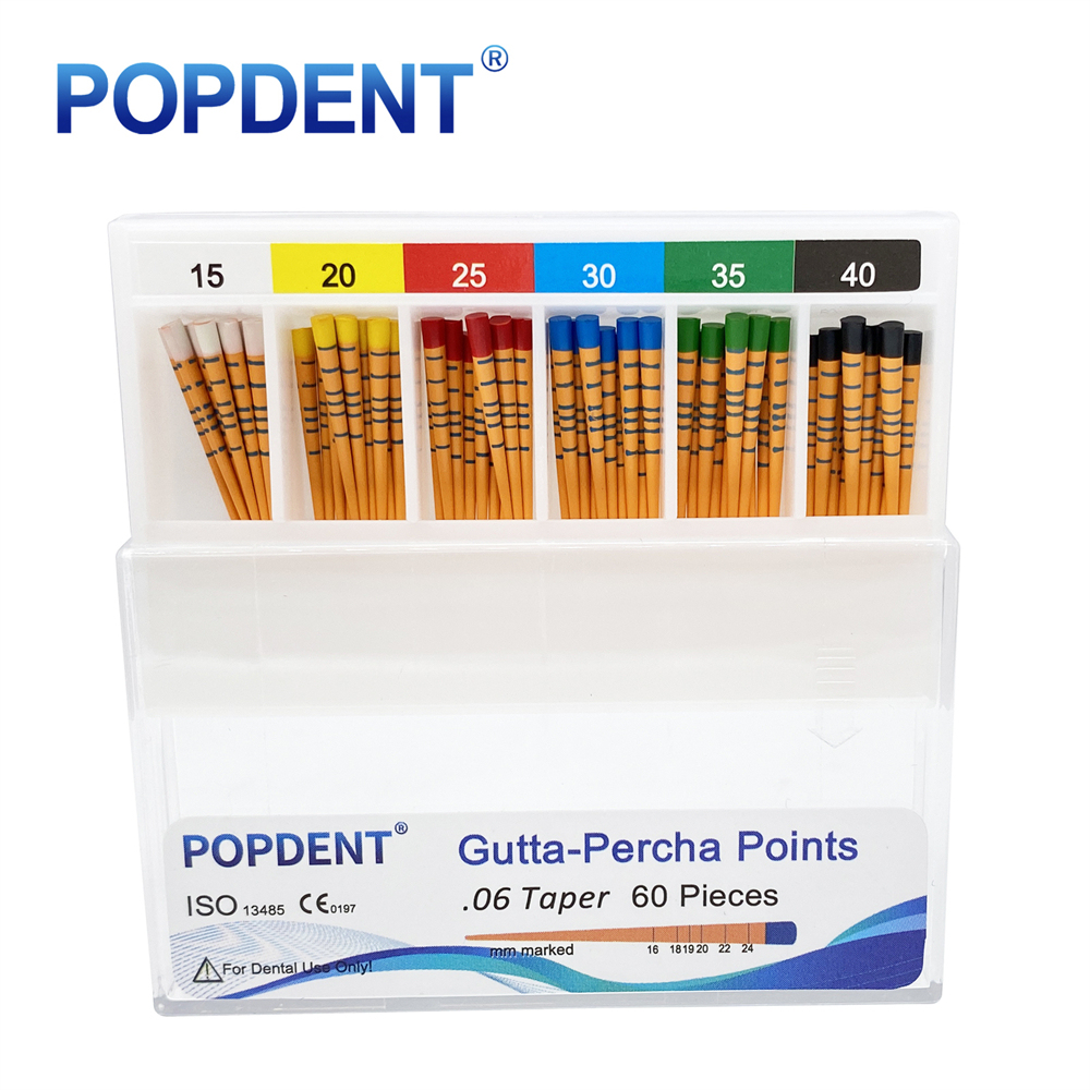 POPDENT Dental Gutta Percha Points Taper 0.02/0.04/0.06 15#-40# For Endo Use