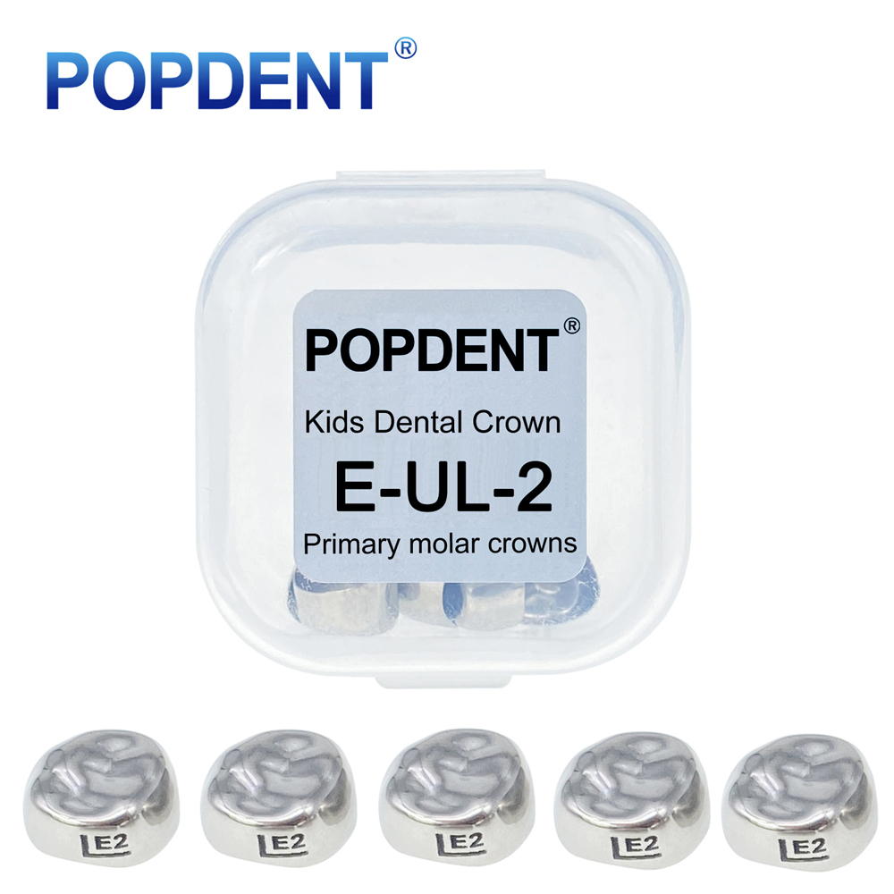 5Pcs POPDENT Dental Kids Crown Primary Molar Pediatric Crowns stainless steel 48 Sizes