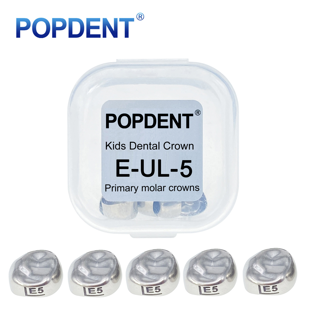 5Pcs POPDENT Dental Kids Crown Primary Molar Pediatric Crowns stainless steel 48 Sizes