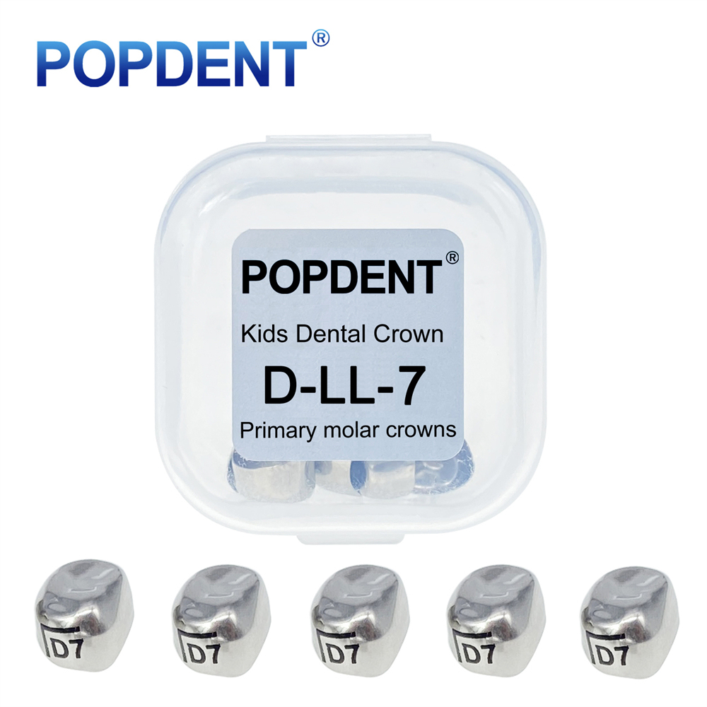 5Pcs POPDENT Dental Kids Crown Primary Molar Pediatric Crowns stainless steel 48 Sizes