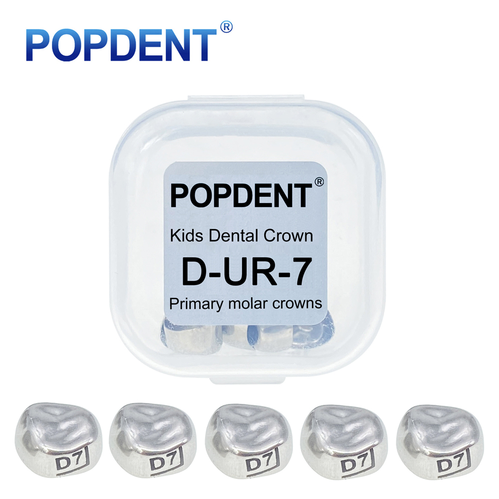 5Pcs POPDENT Dental Kids Crown Primary Molar Pediatric Crowns stainless steel 48 Sizes