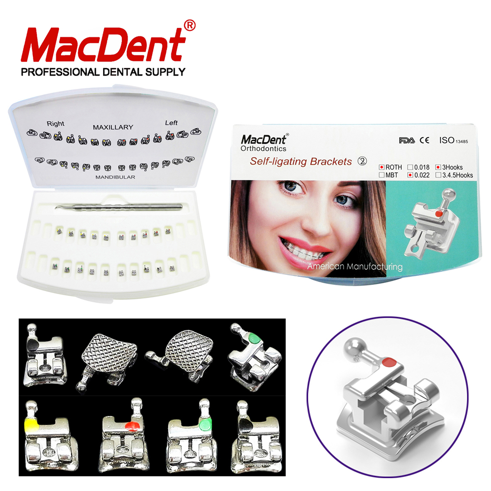 MacDent Dental Orthodontic Self-ligating Brackets 5-5 Roth/MBT 0.022