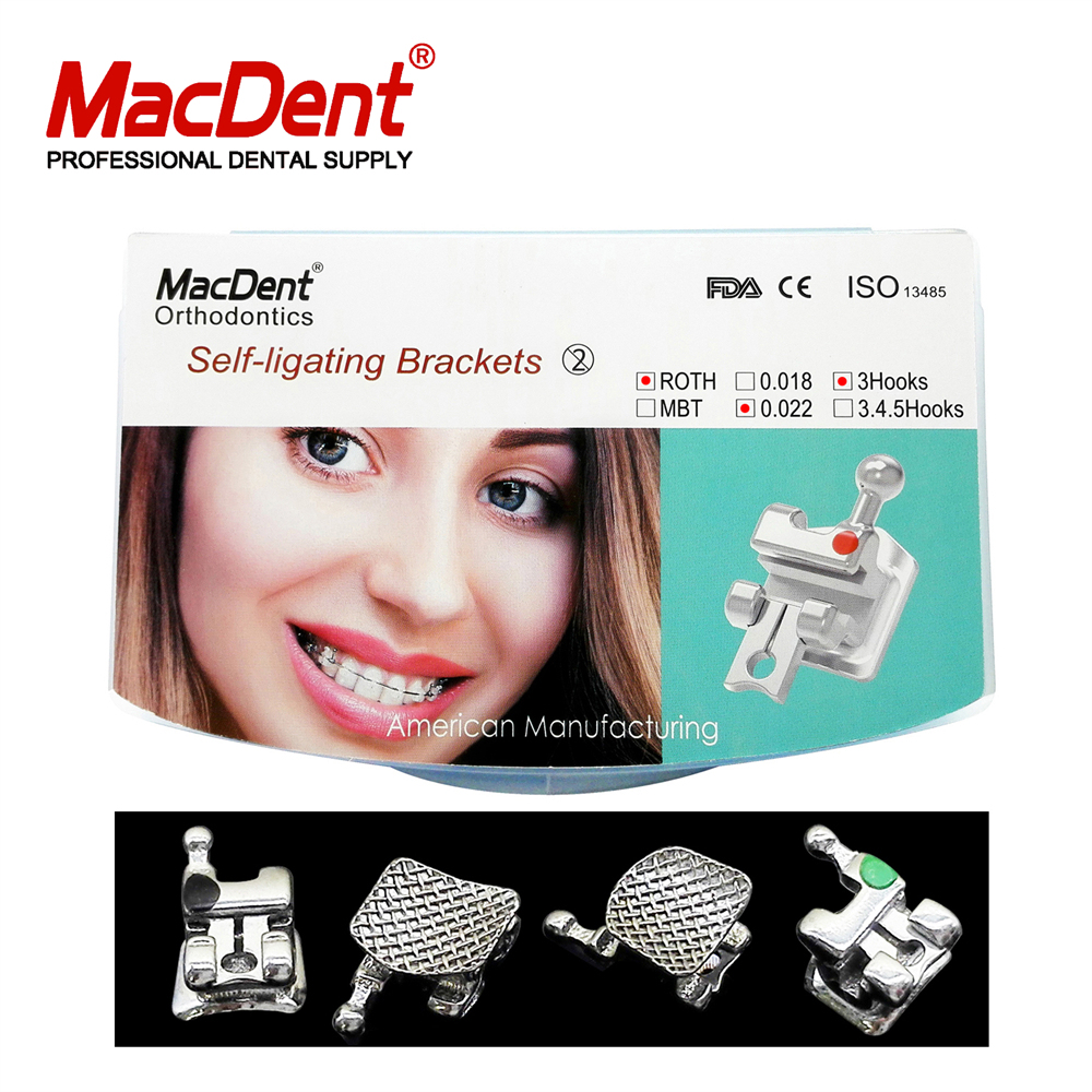 MacDent Dental Orthodontic Self-ligating Brackets 5-5 Roth/MBT 0.022