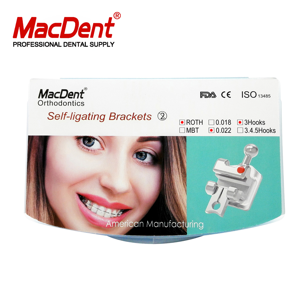 MacDent Dental Orthodontic Self-ligating Brackets 5-5 Roth/MBT 0.022