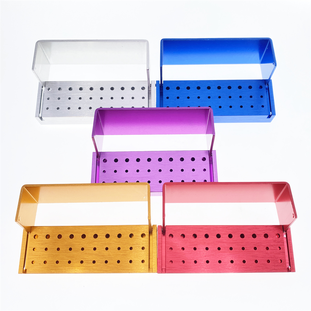 Dental Burs Holder Block Disinfection Box Aluminium Autoclave 30 Holes 2.35mm / 1.6mm