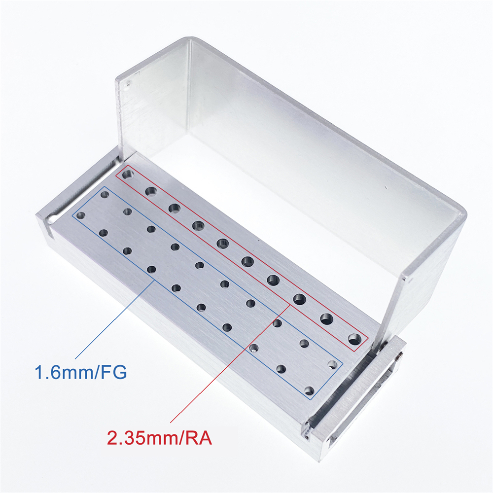 Dental Burs Holder Block Disinfection Box Aluminium Autoclave 30 Holes 2.35mm / 1.6mm