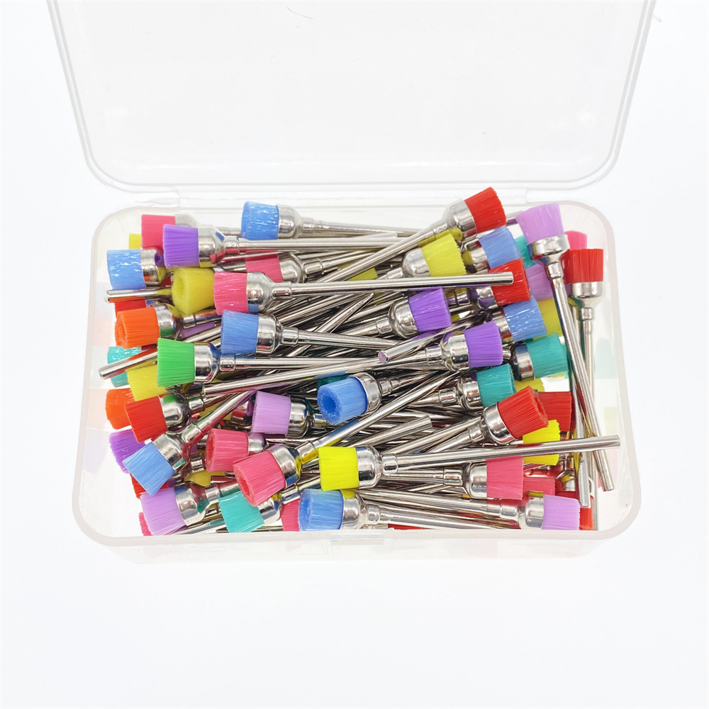 100Pcs Dental HP Colorful Nylon Bowl Polishing Polisher Prophy Brushes Flat 50mm